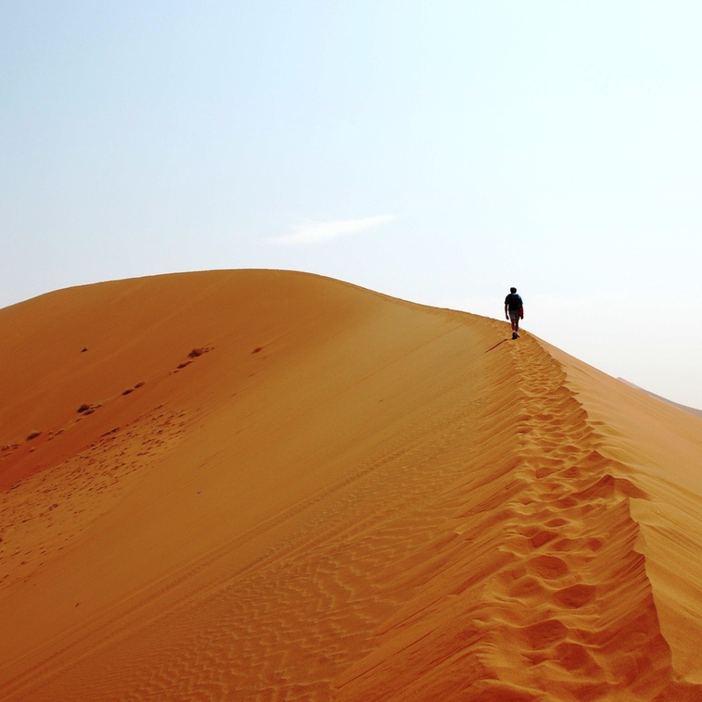 Человек идет по пустыне