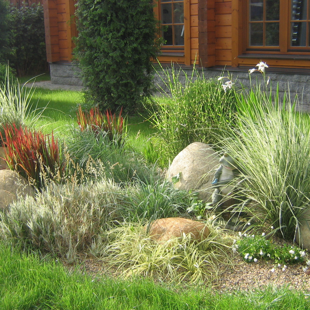 Красивая альпийская горка возле дома