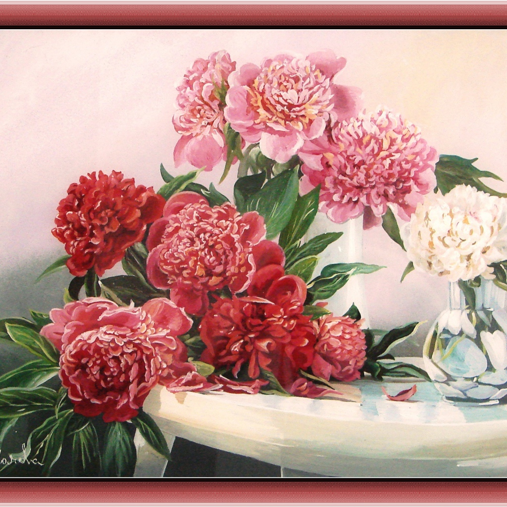 Красивая картина цветы пионы