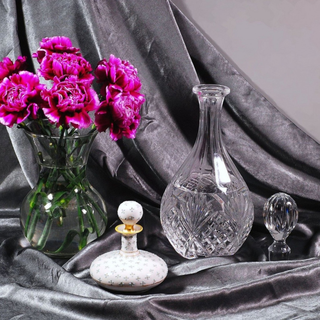 Букет цветов в стеклянной вазе