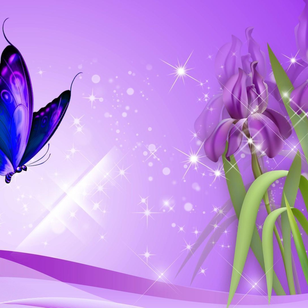 Бабочка на ирисах