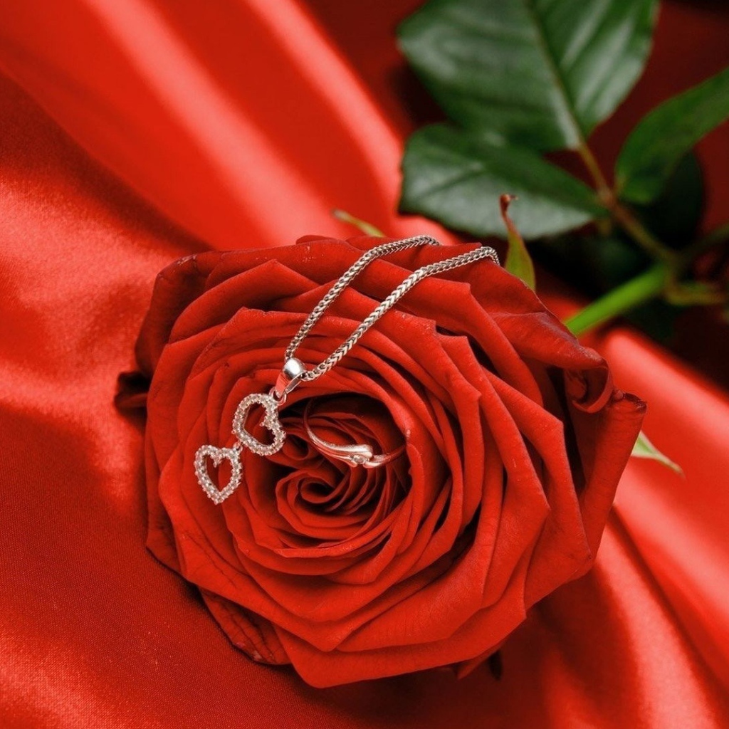 Красная роза и кулон