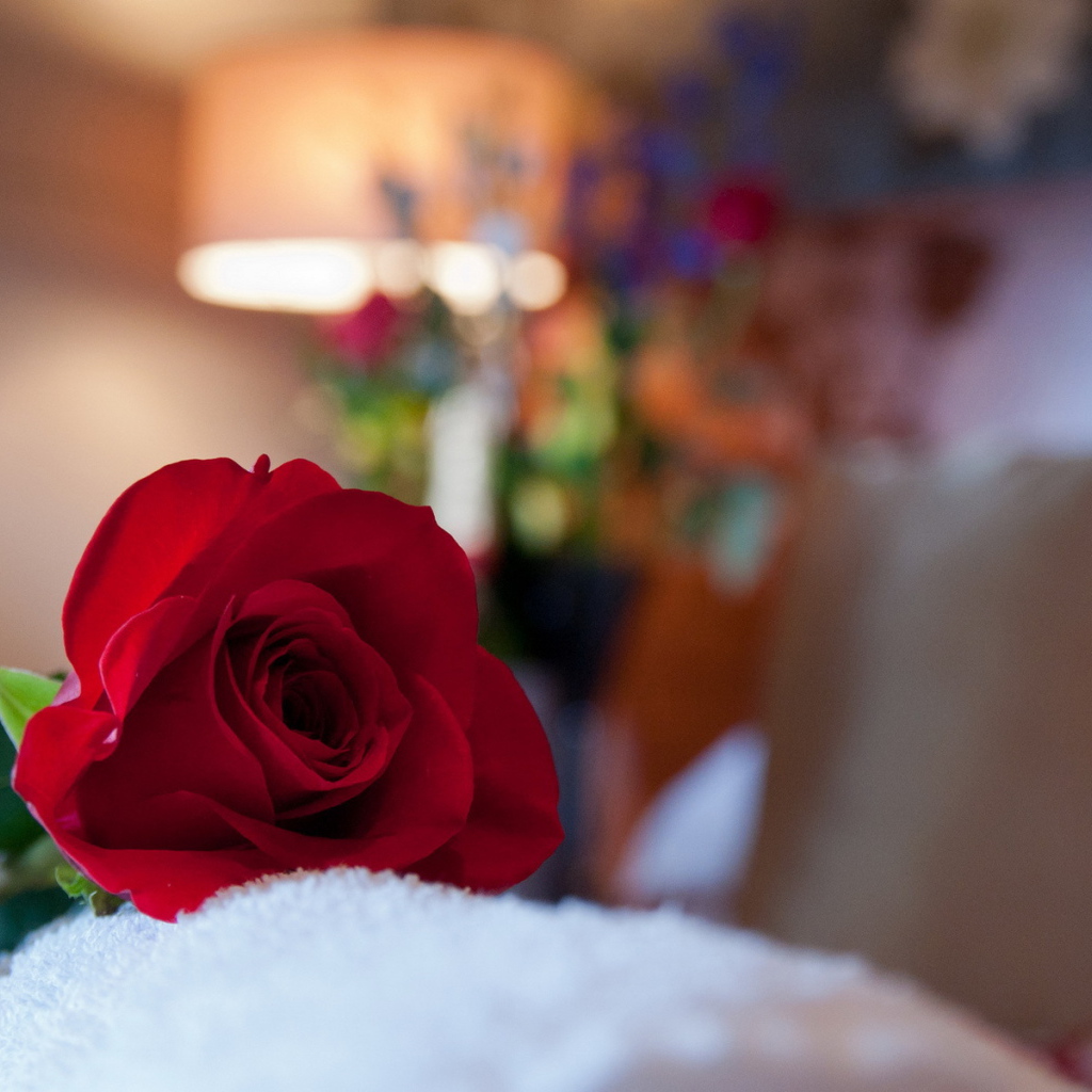 Красная роза в комнате