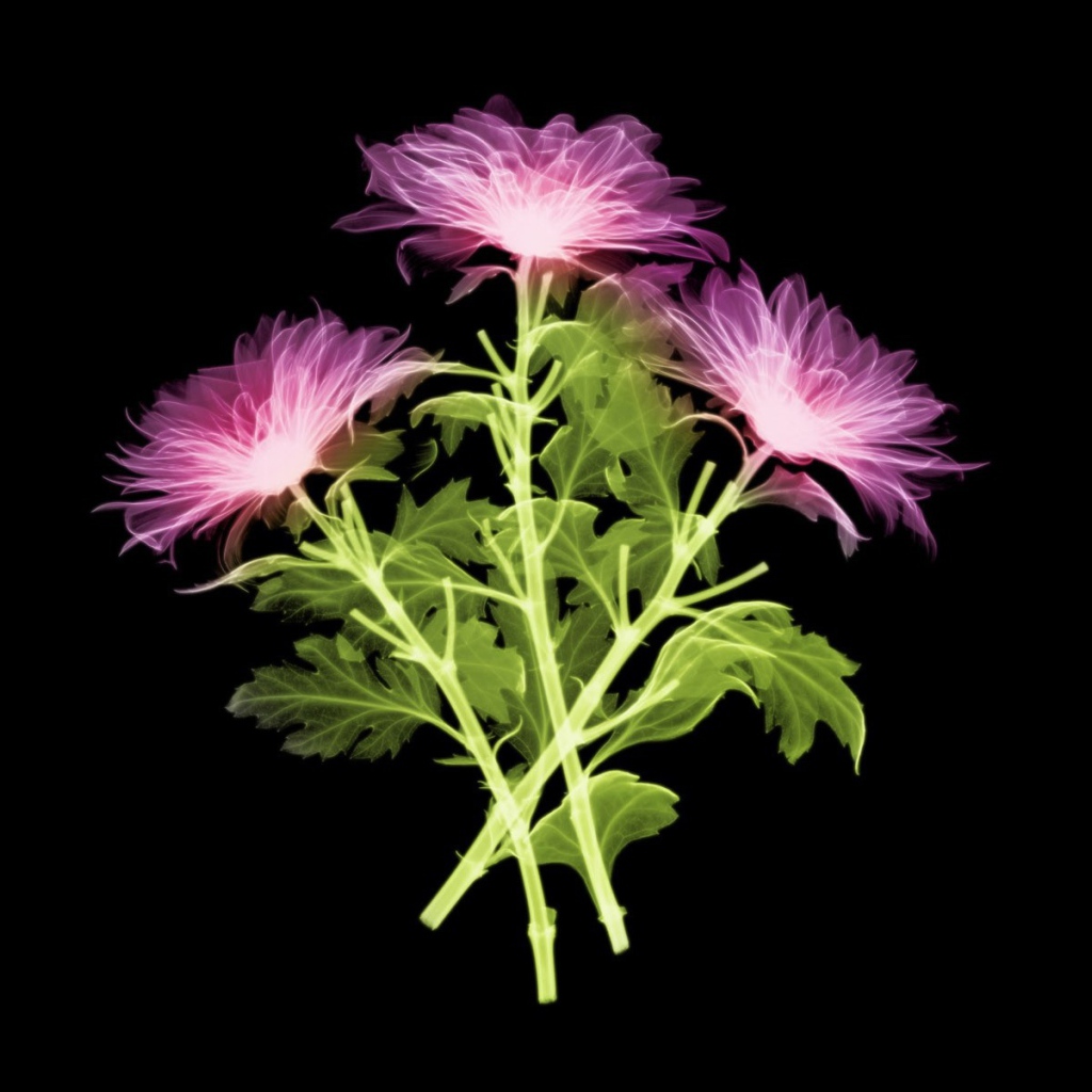 Три цветка на черном фоне