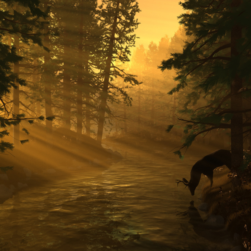 Олень в лучах солнца