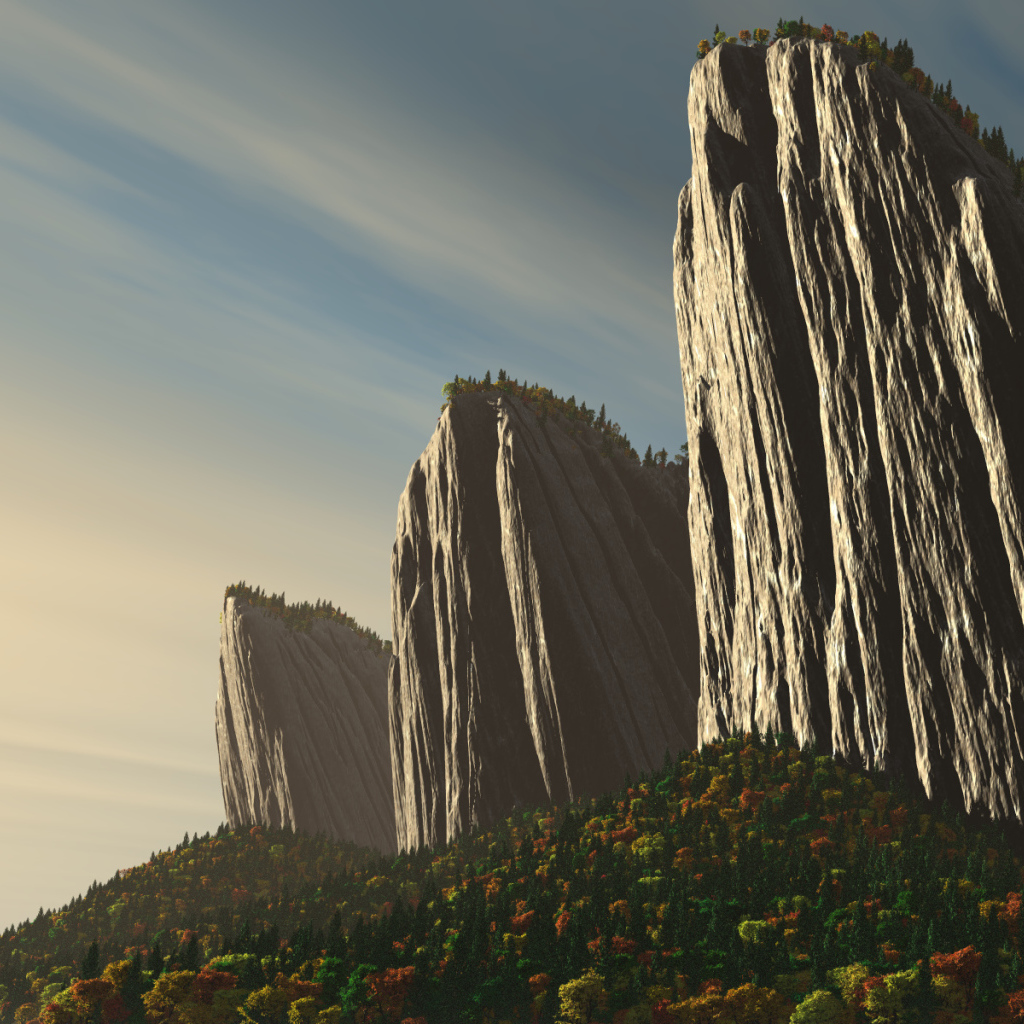 Скалы освещенные закатом