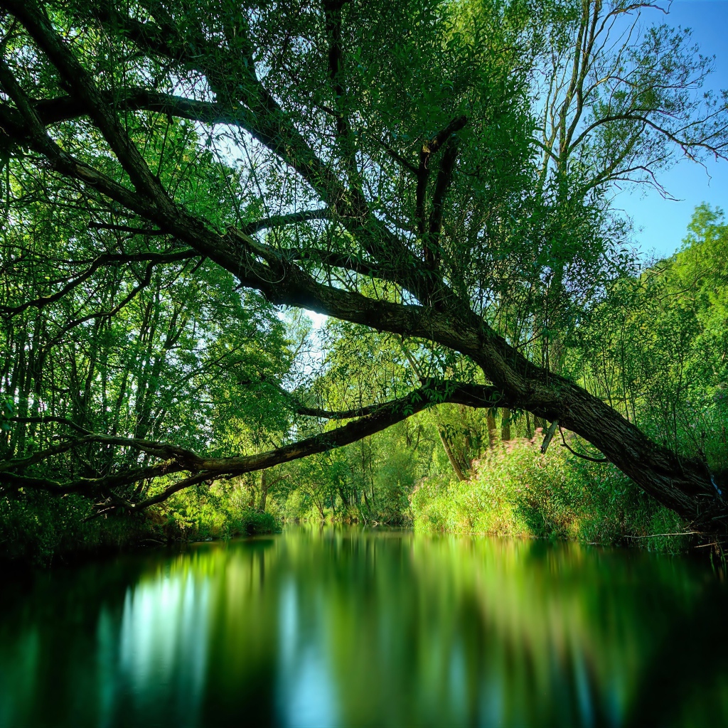 Дерево нависло над рекой