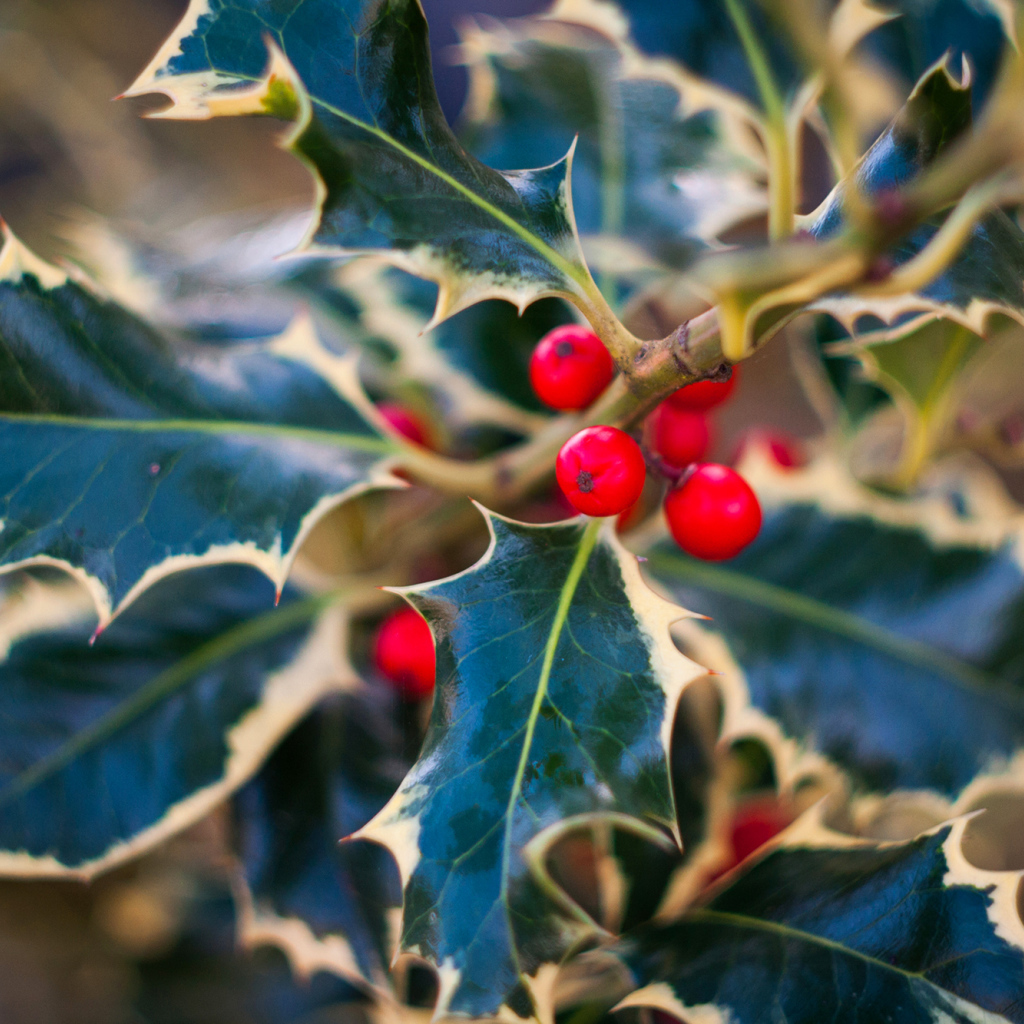 Красные ягоды на ветвях