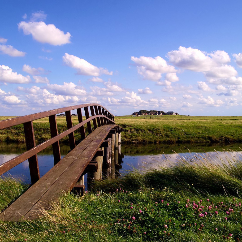Деревянный мост через реку