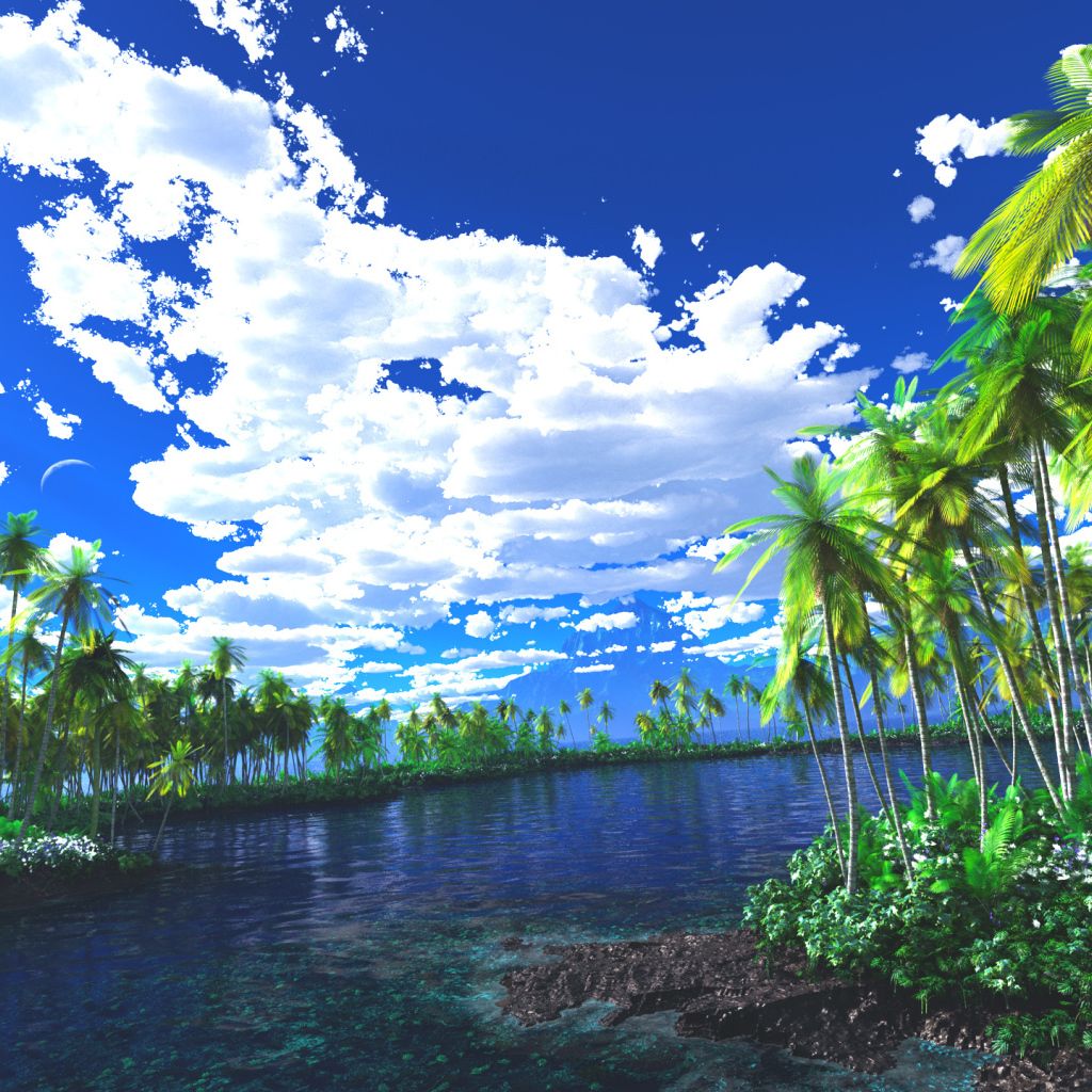 Лагуна заросшая пальмами