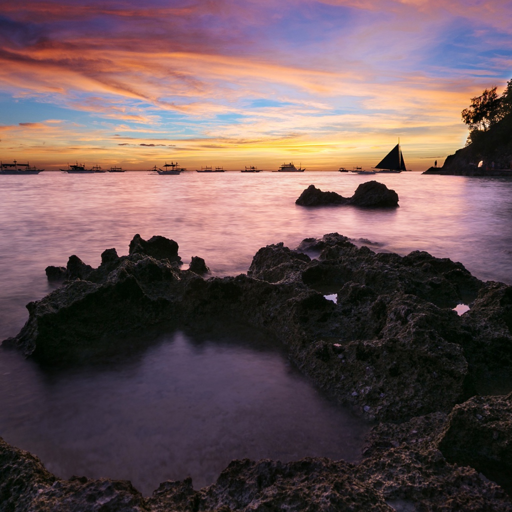 Coastal sunset seascape