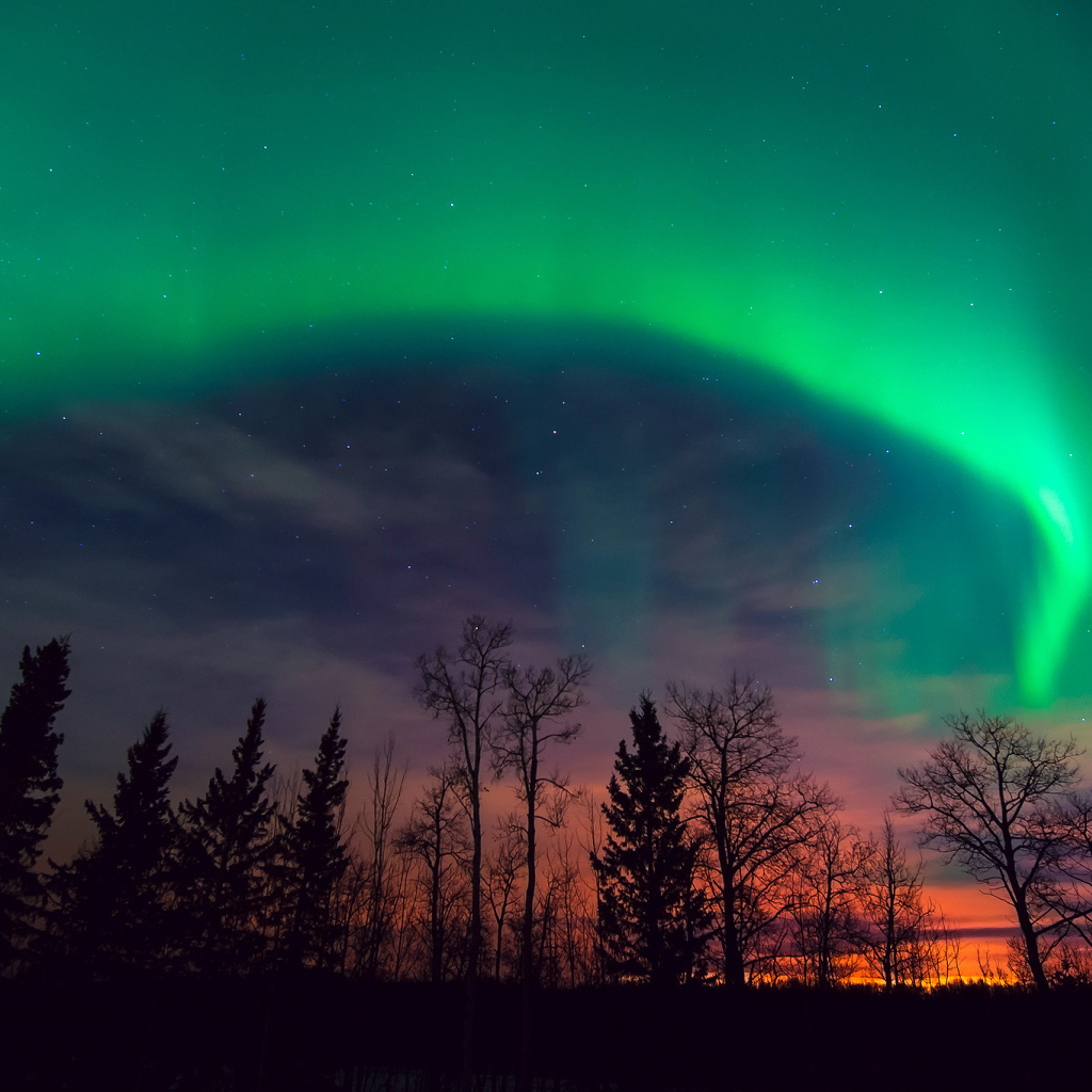 Северное сияние на закате