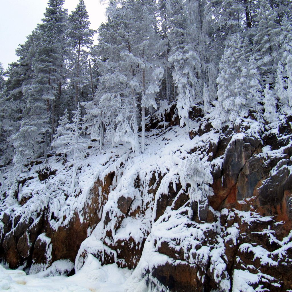 Замерзший водопад в Швеции
