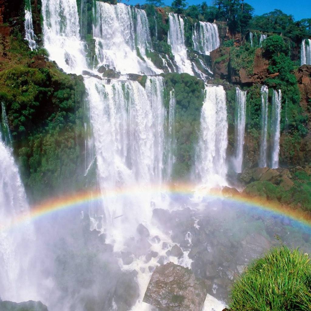 	   Rainbow under a waterfall