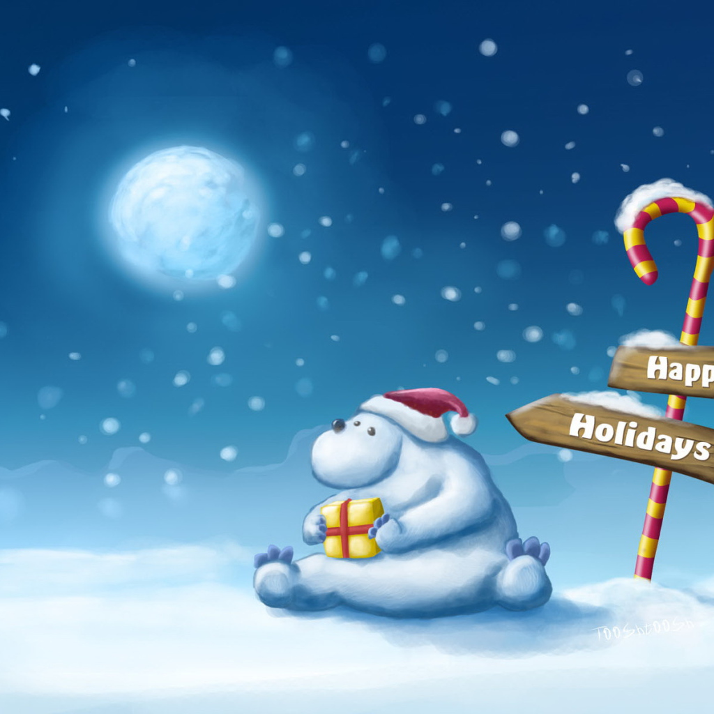 Белый медведь поздравляет с праздником