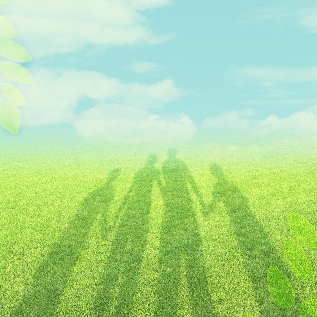 Тень семьи на траве