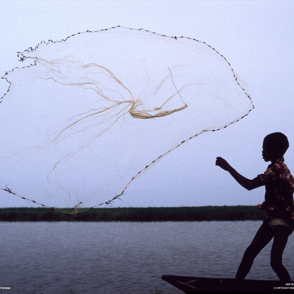 Мальчик забрасывает сеть