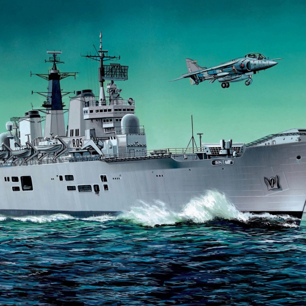 Самолет над британским авианосцем