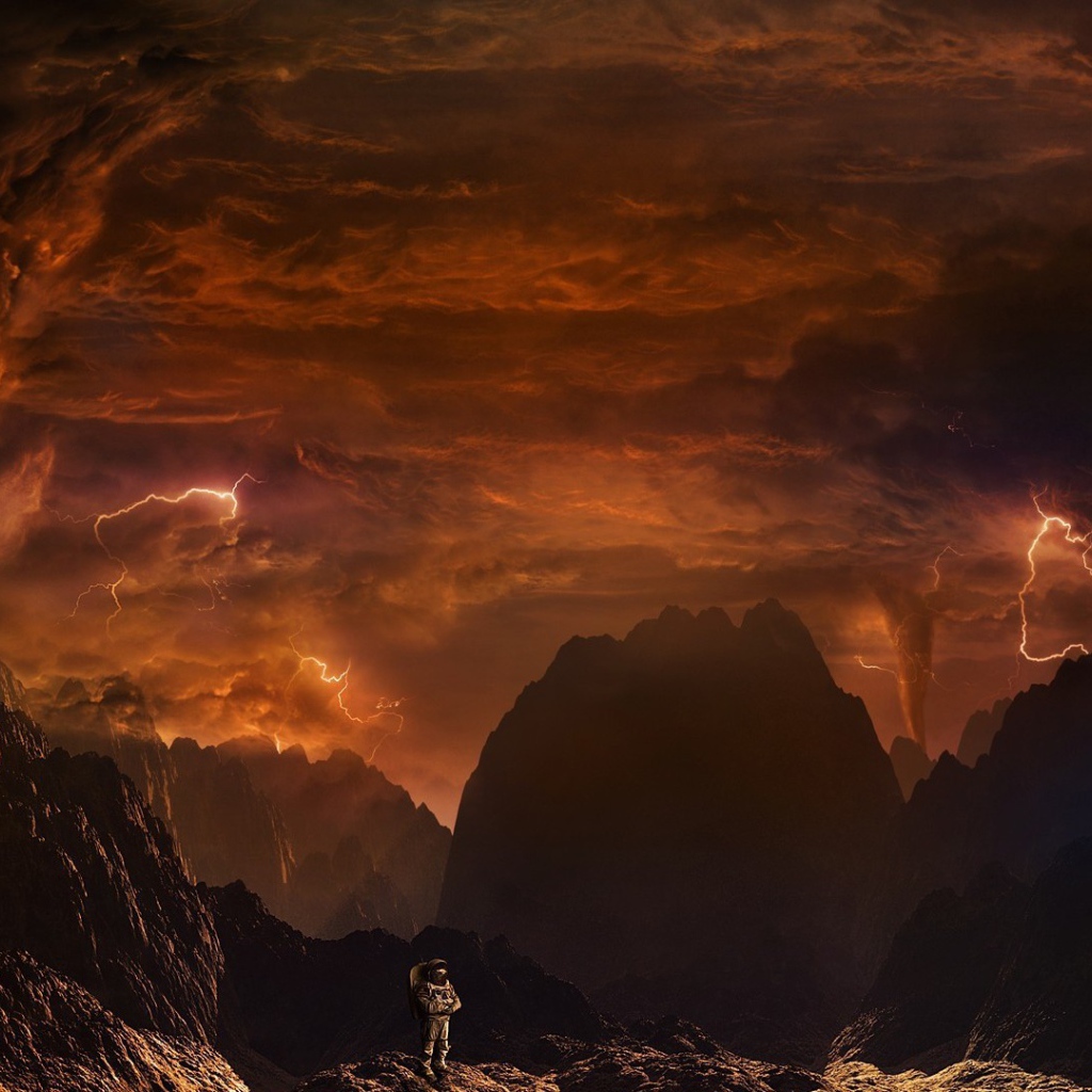 Космонавт на огненной планете