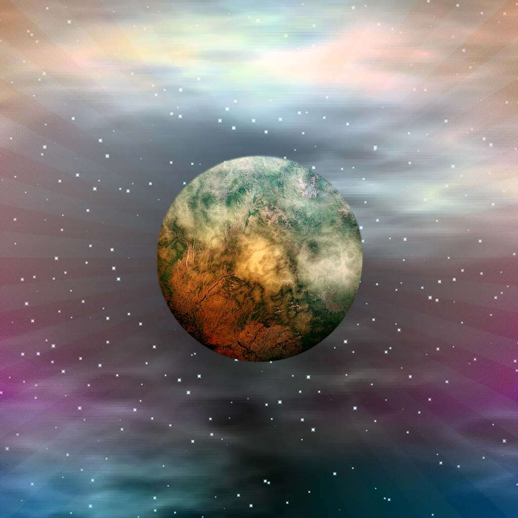 Планета в разноцветном космосе