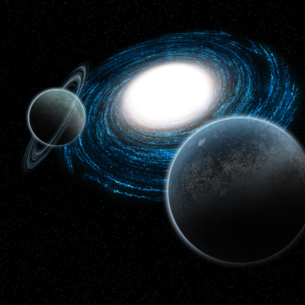 Спиральная галактика и планеты