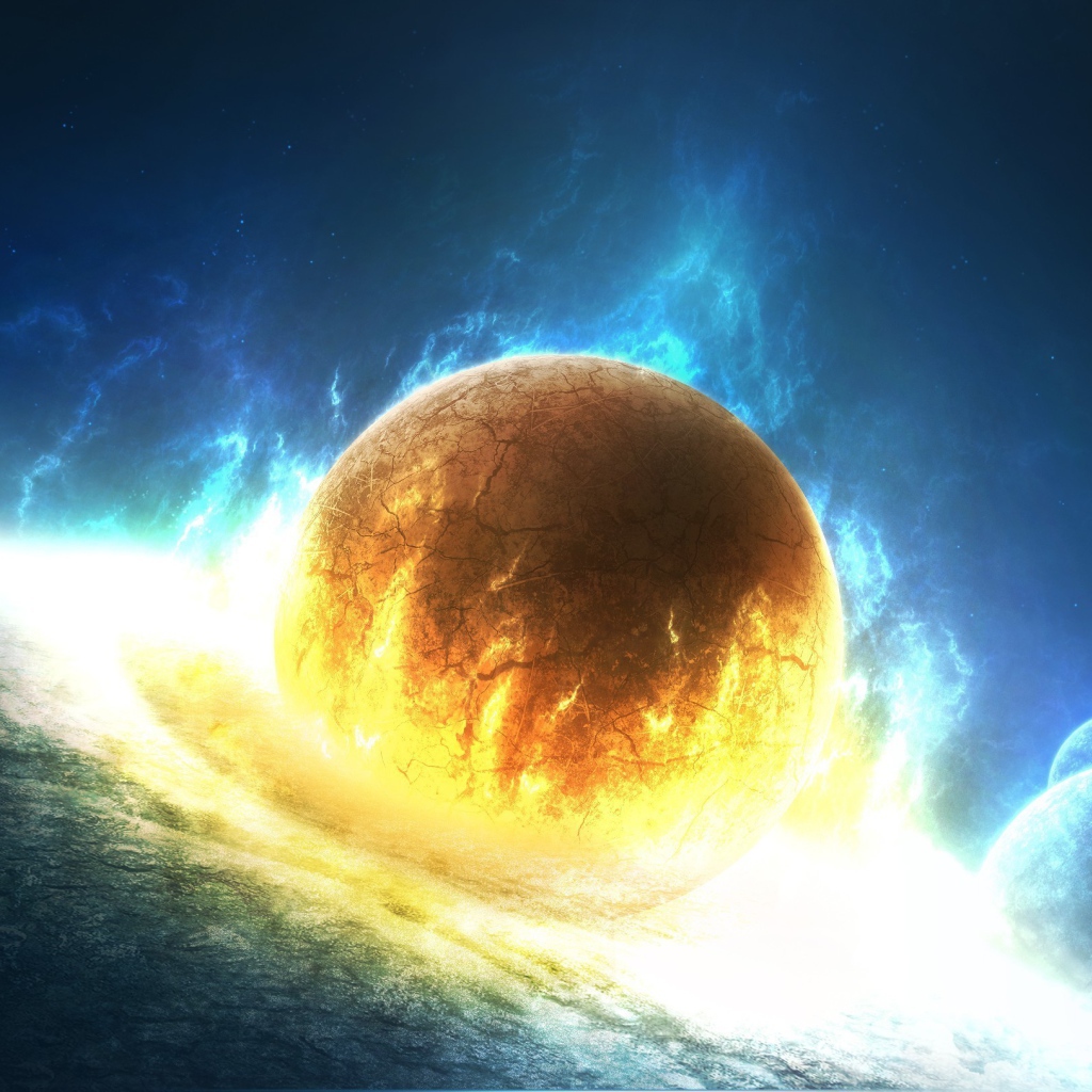 Удар маленькой планеты о большую