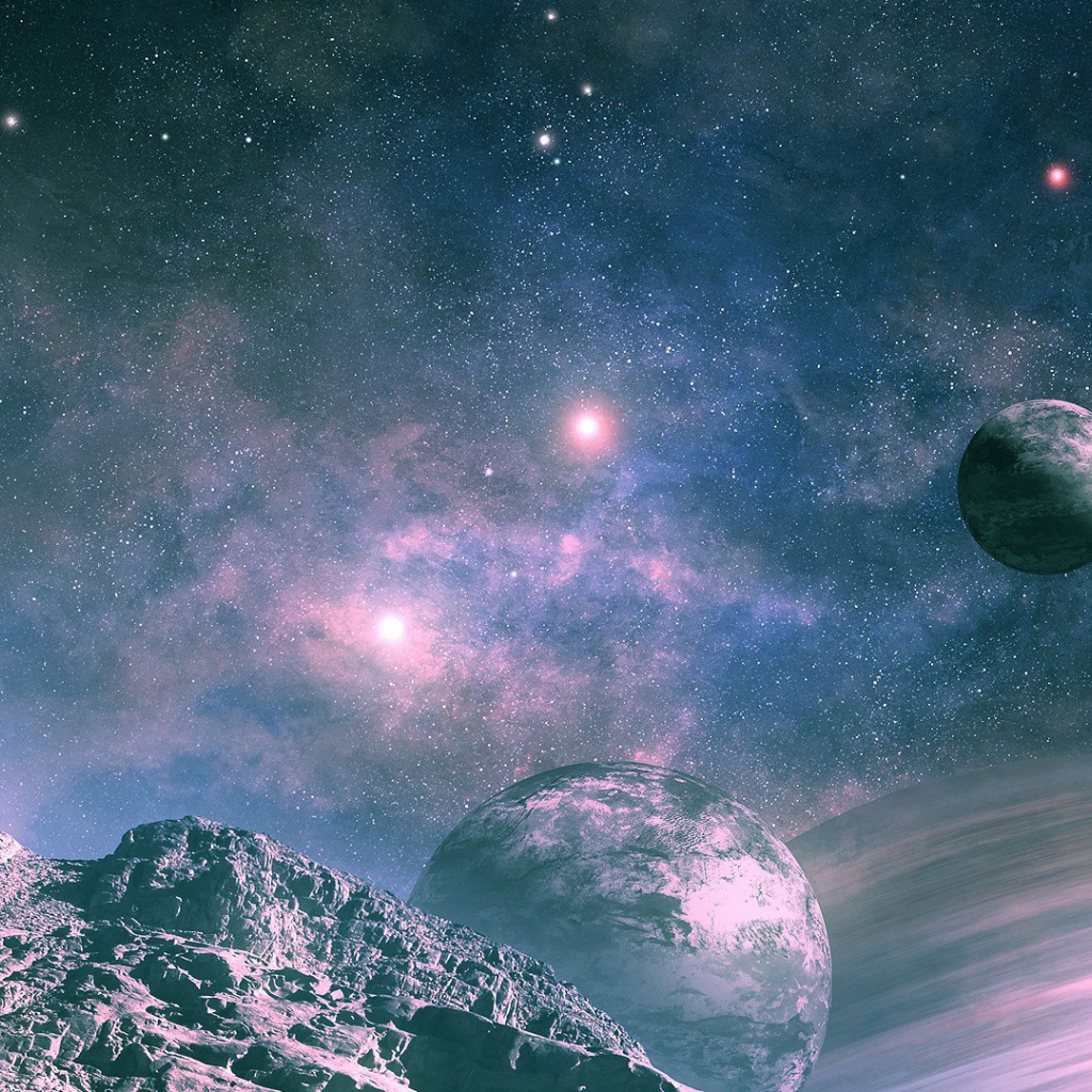 Звездное небо с планетами