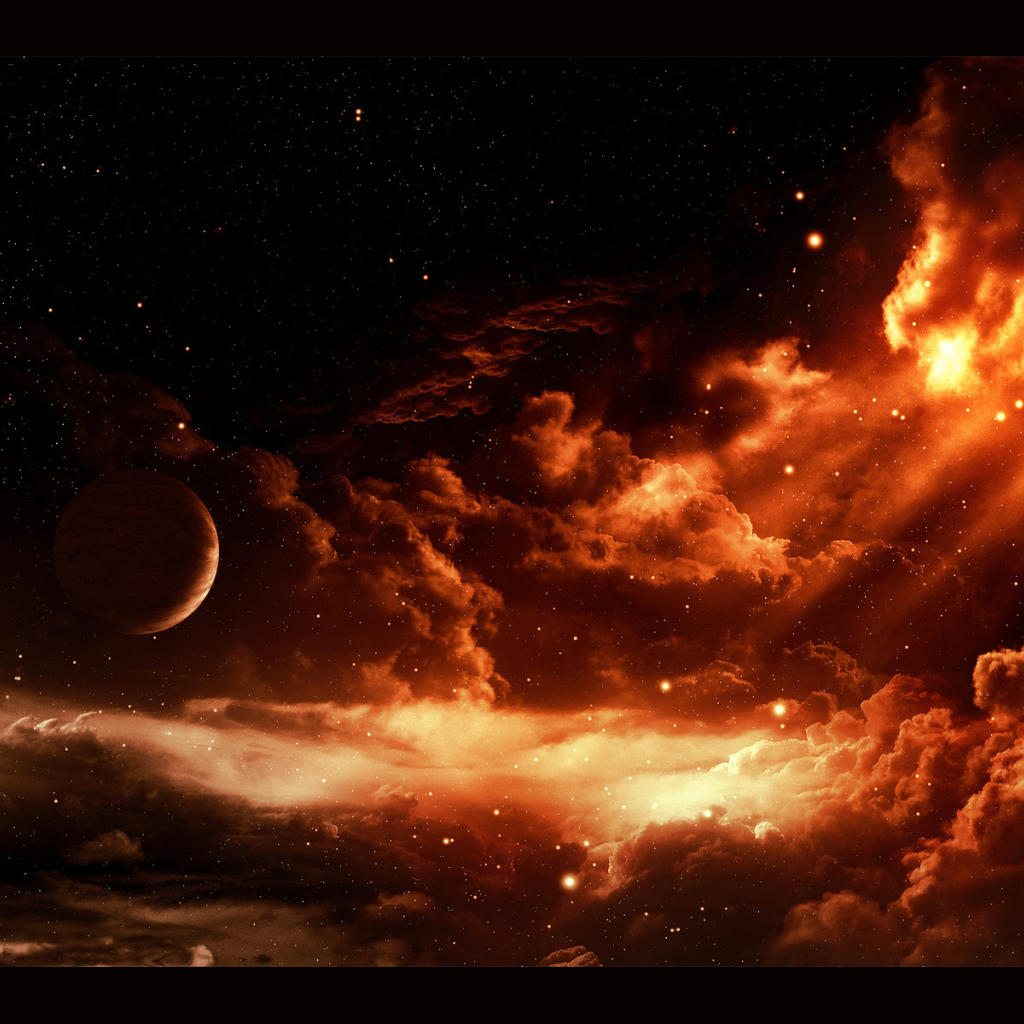 Луна и звезды в облаках