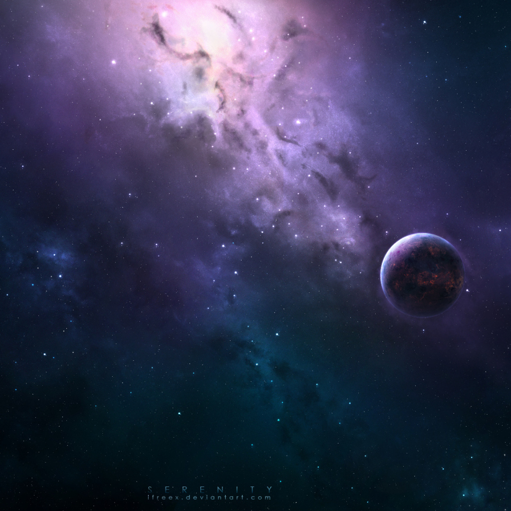 Планета на фоне звездного неба