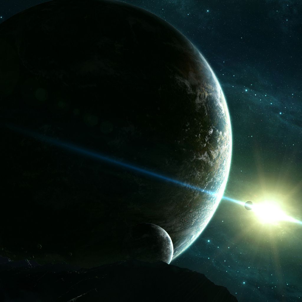 Вид на планету с астероида