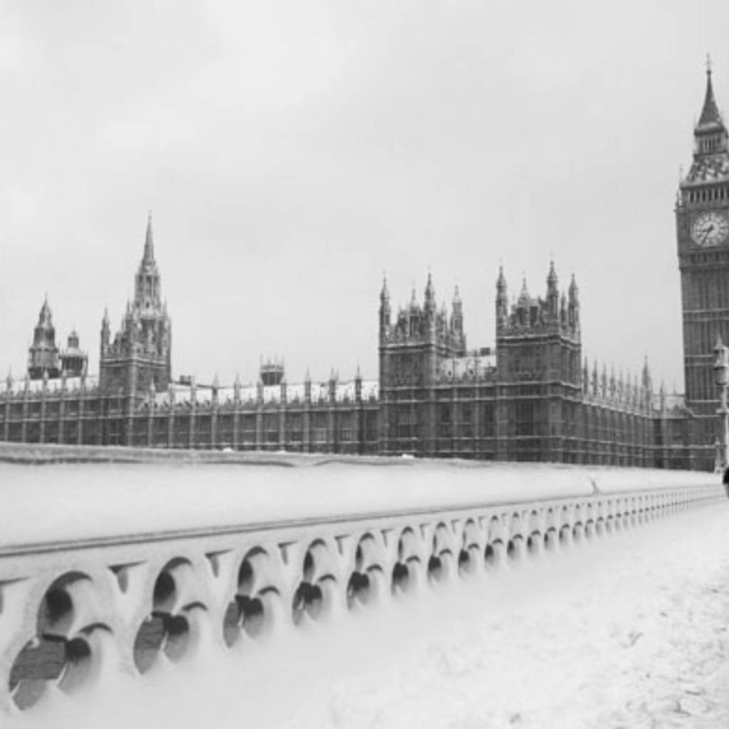 Снег в Лондоне Биг Бен