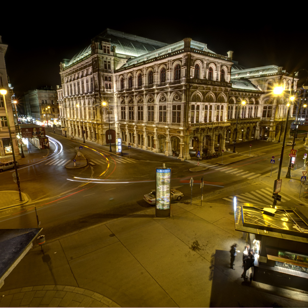 Ночные огни в городе Вена, Австрия