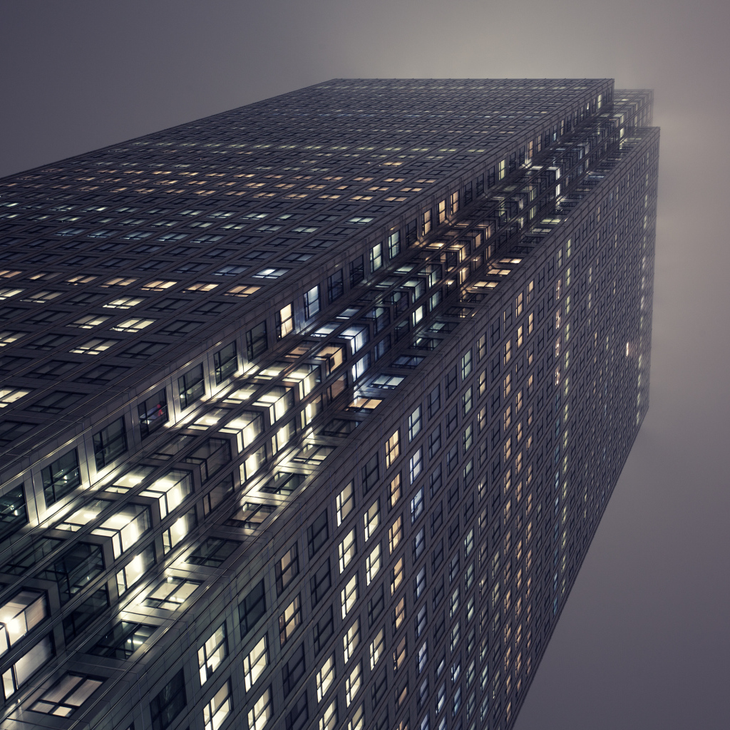 Офисы Лондона ночью, Англия