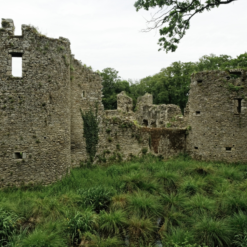 Руины замка в Бретань, Франция