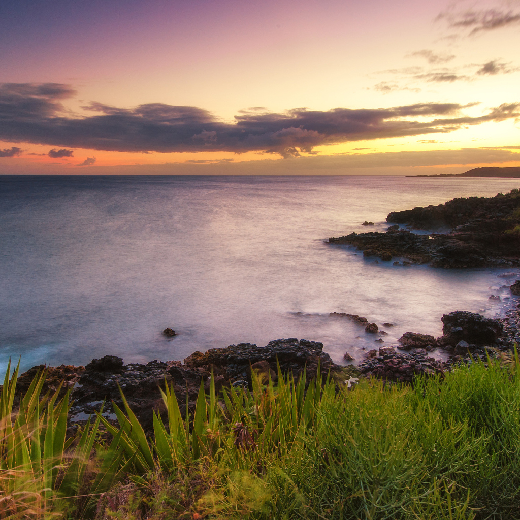 Красивый закат на Гавайях