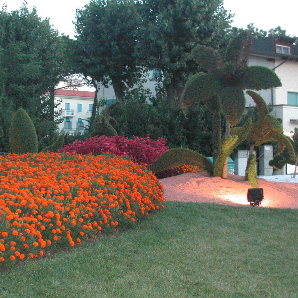 Великолепный сад на курорте Лидо ди Езоло, Италия