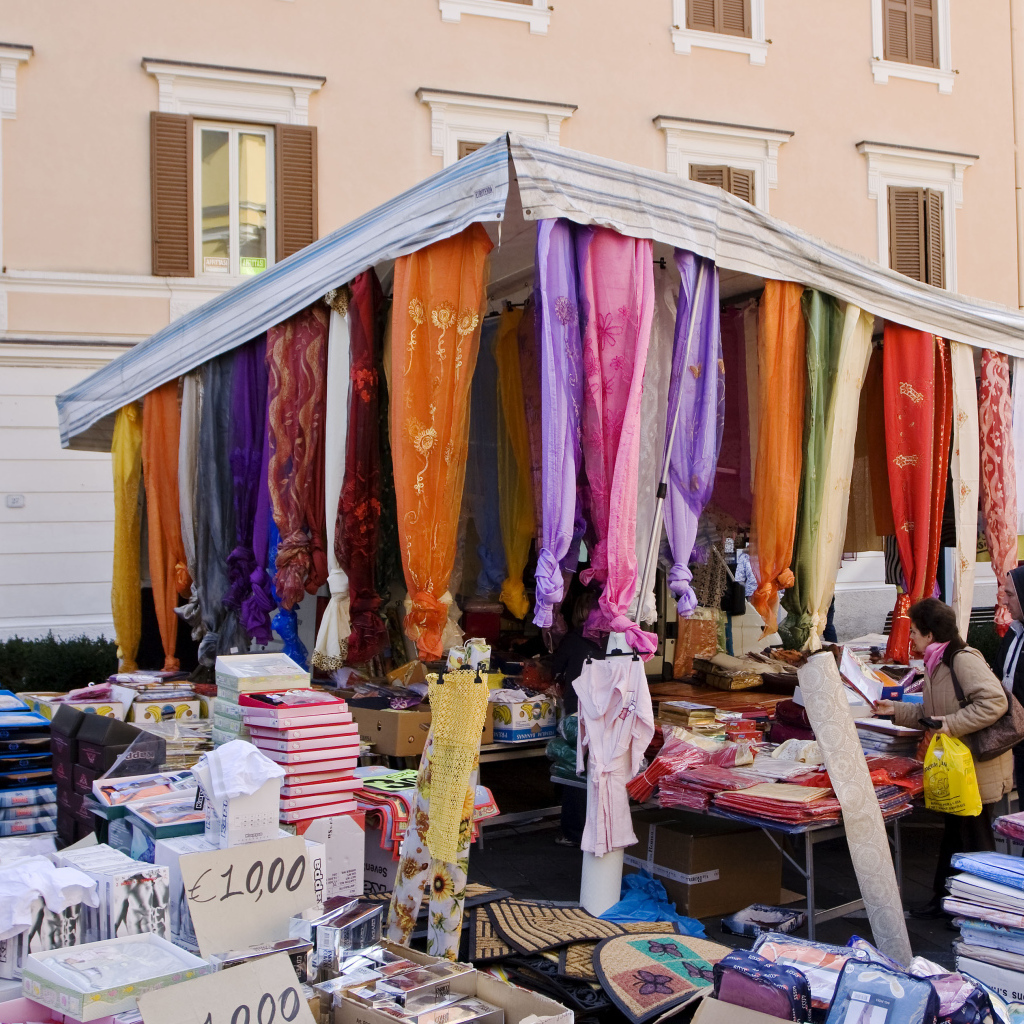 Market in the resort of Fiuggi, Italy