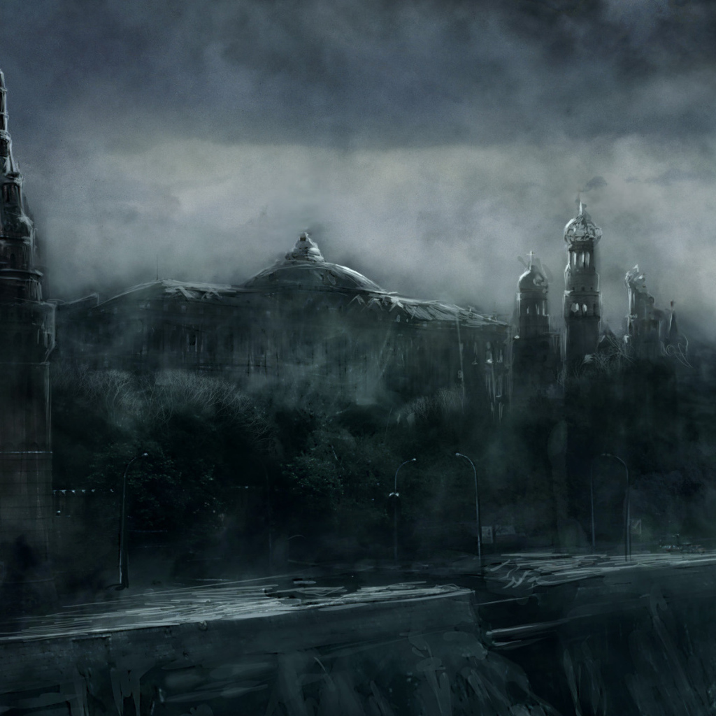 Мрачный вид на Кремль