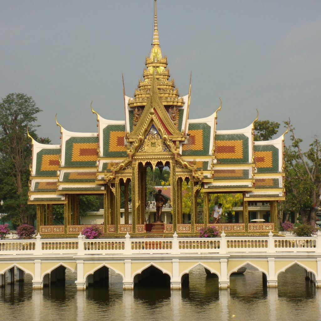 Temple on the water at the resort Ayuthaya, Thailand