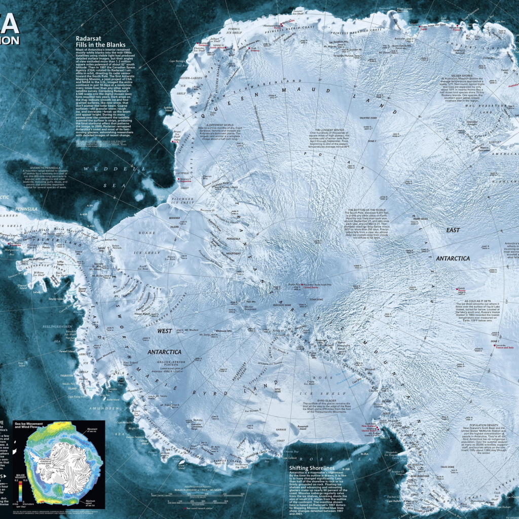 Большая подробная карта Антарктики