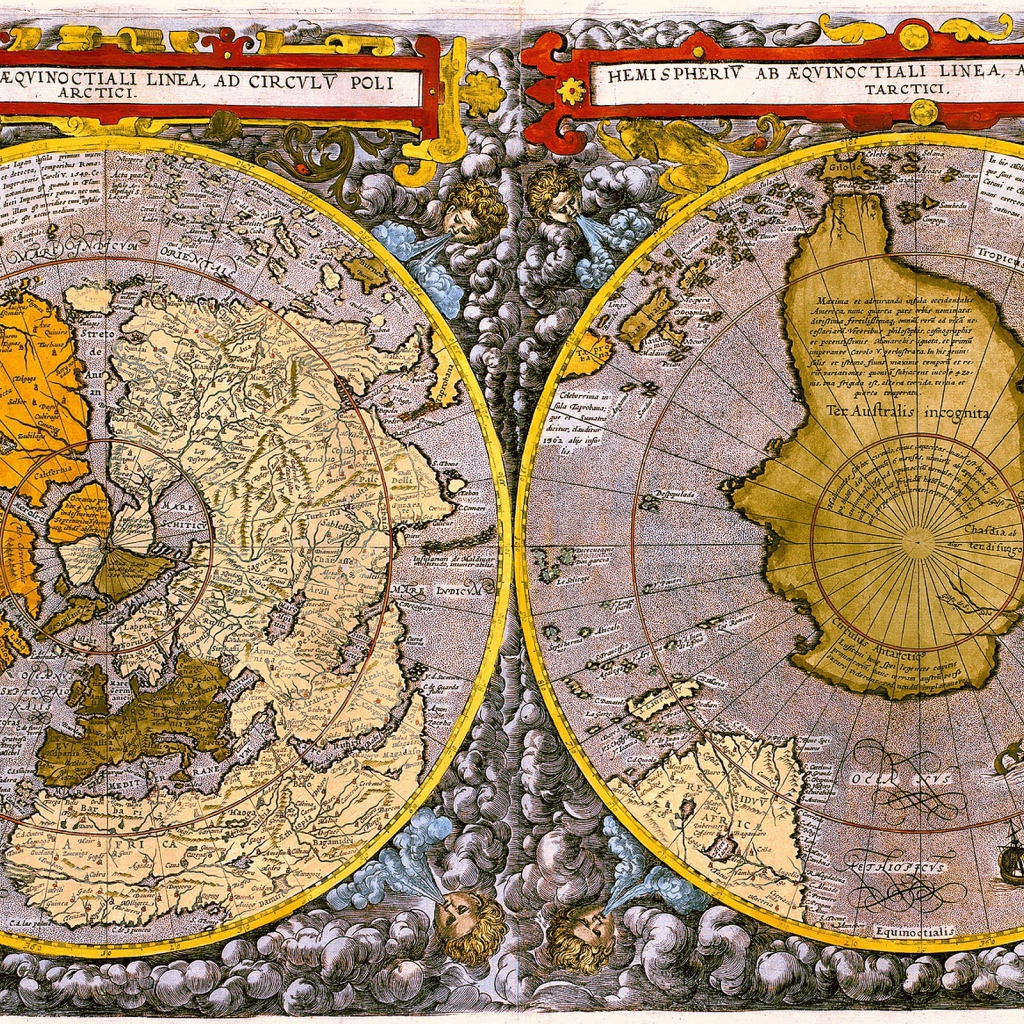 Большая подробная карта полюсов Земли