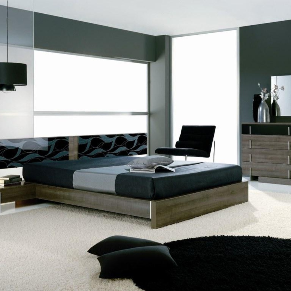 Черно белая спальня