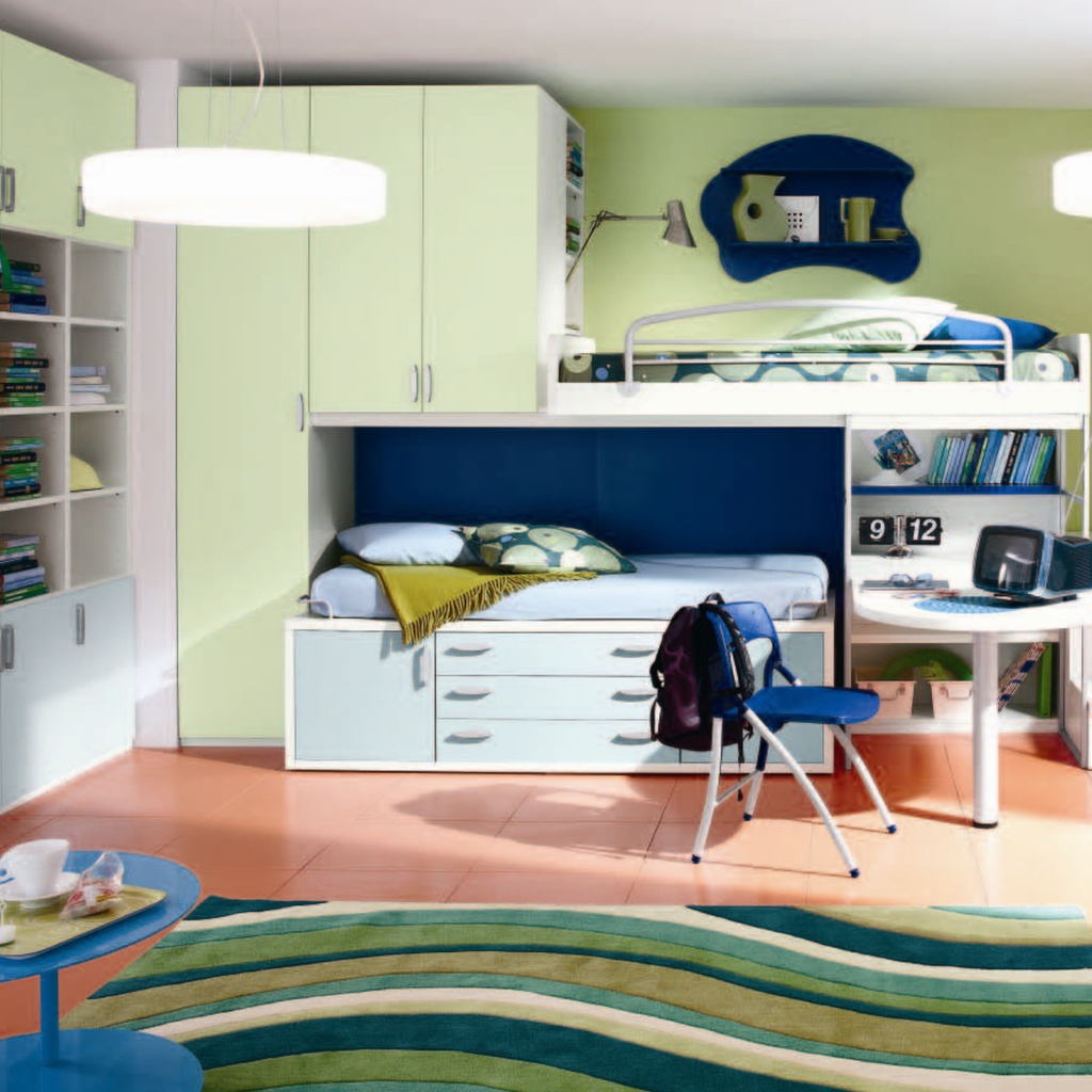 Сине зеленый стиль в оформлении детской