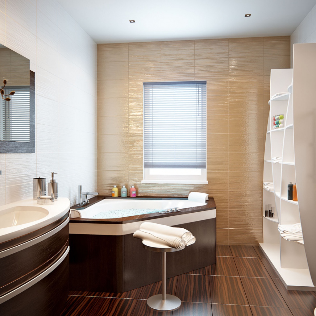 Коричневое джакузи в ванной