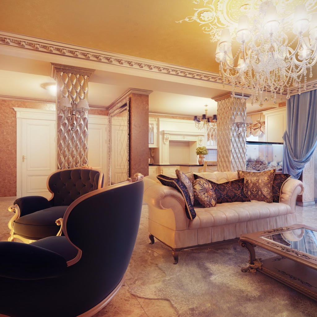 Кресла у камина в гостиной