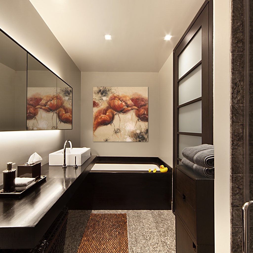 Светло коричневой оформление ванной