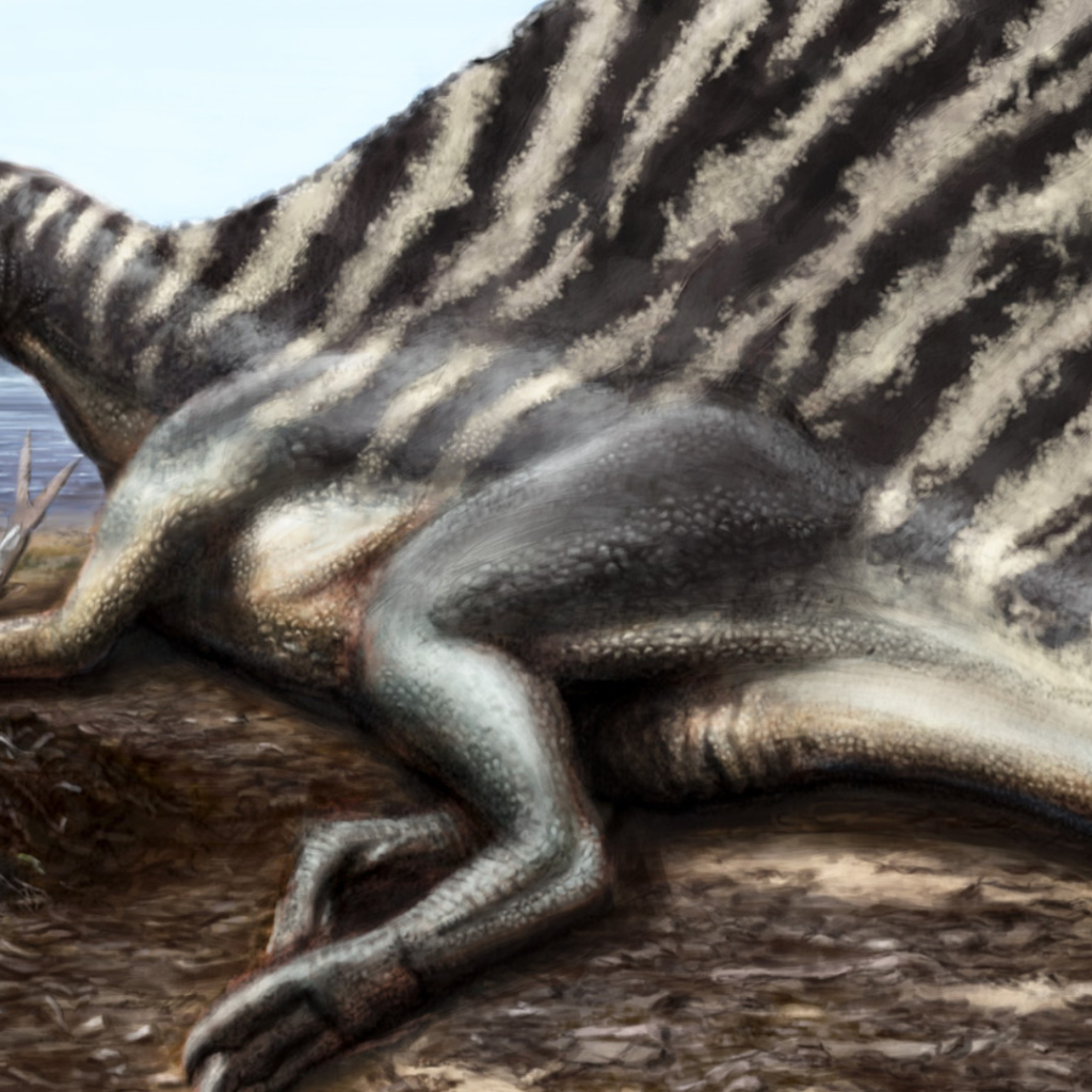 Обед динозавра на берегу реки