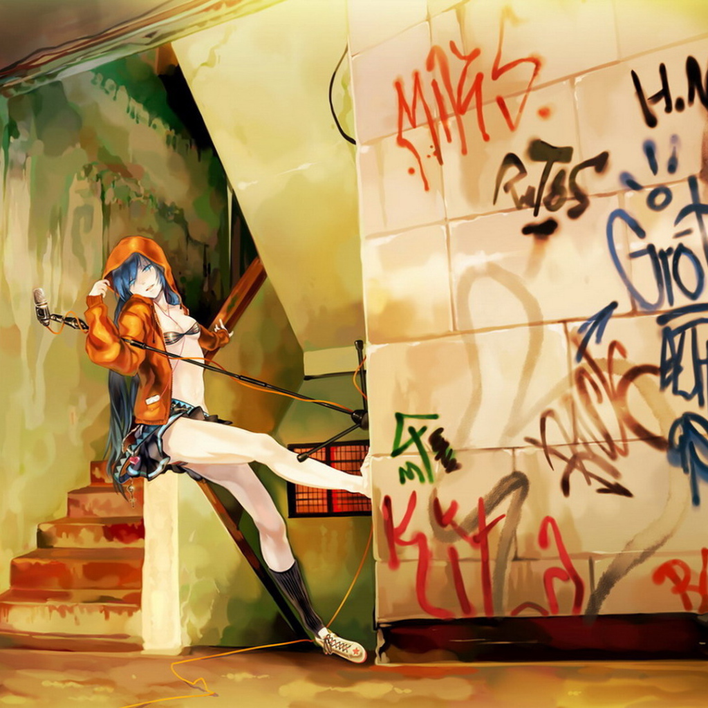 Рисунок девушки в подъезде