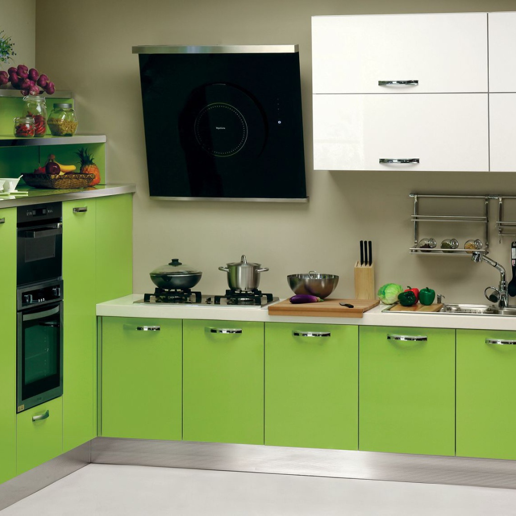 Зеленые шкафы для кухни
