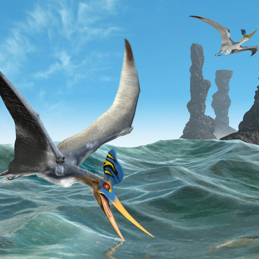 Летающие динозавры над морем